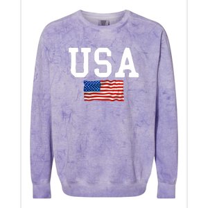 USA Gift Women Men Kids Patriotic American Flag July 4th Colorblast Crewneck Sweatshirt