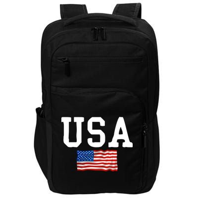 USA Gift Women Men Kids Patriotic American Flag July 4th Impact Tech Backpack