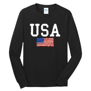 USA Gift Women Men Kids Patriotic American Flag July 4th Tall Long Sleeve T-Shirt