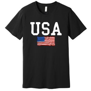 USA Gift Women Men Kids Patriotic American Flag July 4th Premium T-Shirt