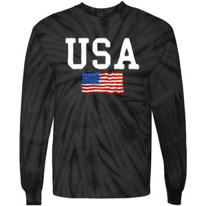 USA Gift Women Men Kids Patriotic American Flag July 4th Tie-Dye Long Sleeve Shirt