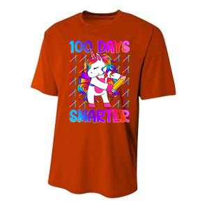 Unicorn Happy 100 Days Of School Smarter Brighter Tie Dye Meaningful Gift Performance Sprint T-Shirt