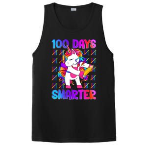 Unicorn Happy 100 Days Of School Smarter Brighter Tie Dye Meaningful Gift PosiCharge Competitor Tank