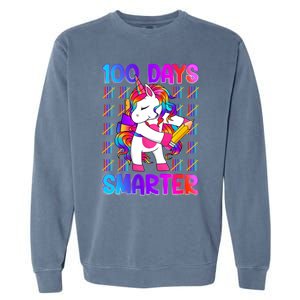 Unicorn Happy 100 Days Of School Smarter Brighter Tie Dye Meaningful Gift Garment-Dyed Sweatshirt