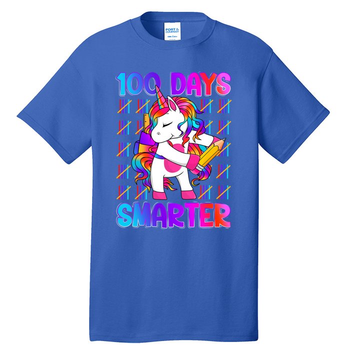 Unicorn Happy 100 Days Of School Smarter Brighter Tie Dye Meaningful Gift Tall T-Shirt