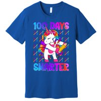 Unicorn Happy 100 Days Of School Smarter Brighter Tie Dye Meaningful Gift Premium T-Shirt