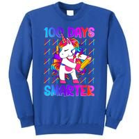 Unicorn Happy 100 Days Of School Smarter Brighter Tie Dye Meaningful Gift Tall Sweatshirt