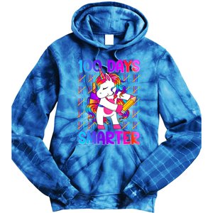 Unicorn Happy 100 Days Of School Smarter Brighter Tie Dye Meaningful Gift Tie Dye Hoodie