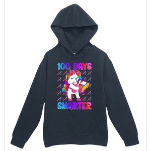 Unicorn Happy 100 Days Of School Smarter Brighter Tie Dye Meaningful Gift Urban Pullover Hoodie