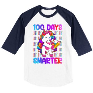 Unicorn Happy 100 Days Of School Smarter Brighter Tie Dye Meaningful Gift Baseball Sleeve Shirt