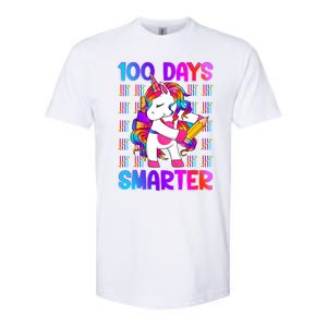 Unicorn Happy 100 Days Of School Smarter Brighter Tie Dye Meaningful Gift Softstyle CVC T-Shirt