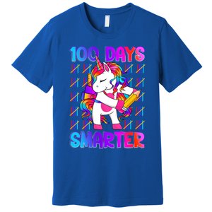 Unicorn Happy 100 Days Of School Smarter Brighter Tie Dye Gift Premium T-Shirt