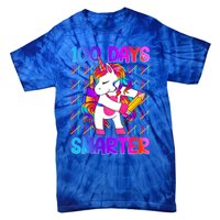 Unicorn Happy 100 Days Of School Smarter Brighter Tie Dye Gift Tie-Dye T-Shirt