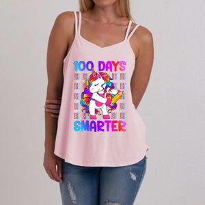 Unicorn Happy 100 Days Of School Smarter Brighter Tie Dye Gift Women's Strappy Tank