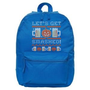 Ugly Halloween Beer Ing Pumpkin LetS Get Smashed Gift 16 in Basic Backpack