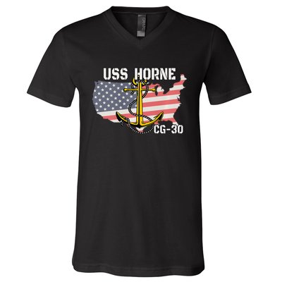 USS Horne CG30 Cruiser Veterans Day Son Father Grandpa Dad V-Neck T-Shirt