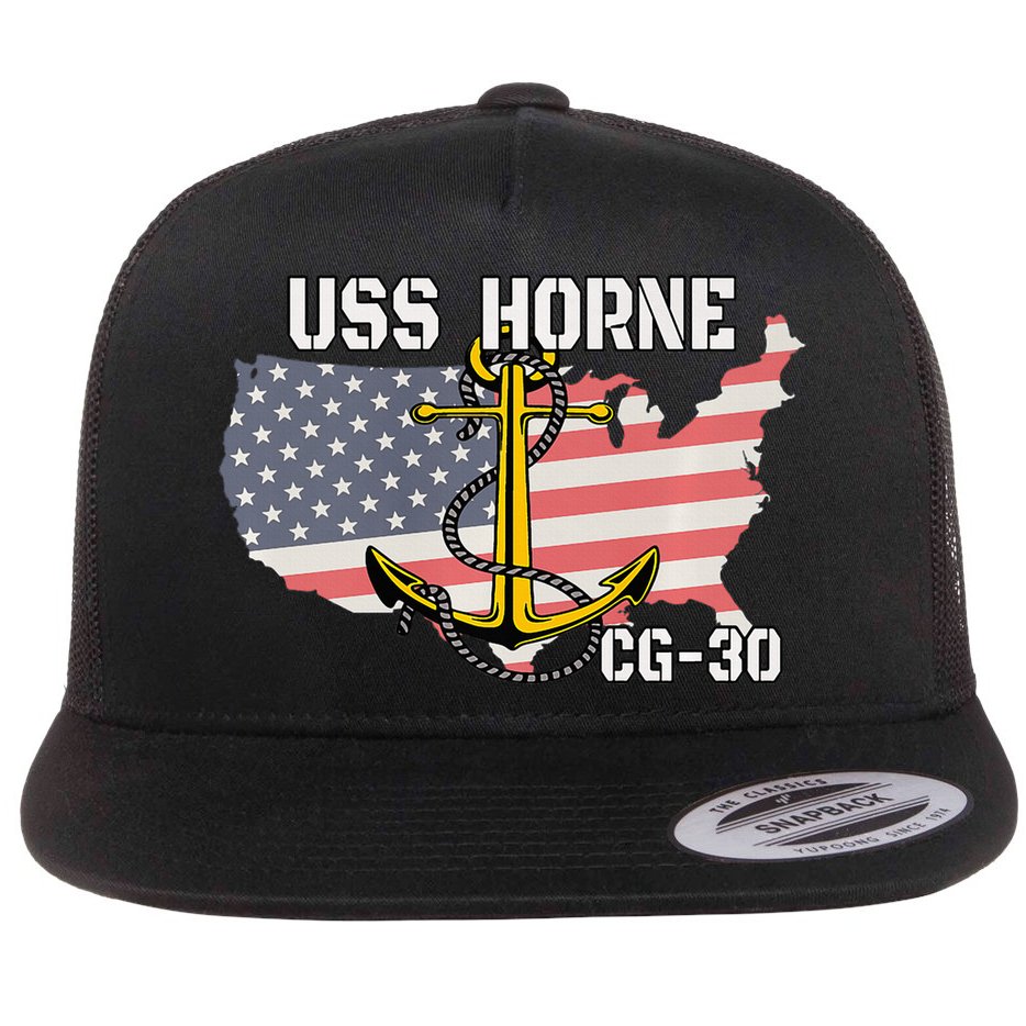 USS Horne CG30 Cruiser Veterans Day Son Father Grandpa Dad Flat Bill Trucker Hat