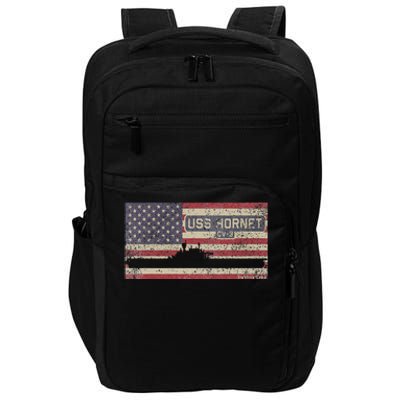 Uss Hornet Cv8 Ww2 Aircraft Carrier Usa American Flag Impact Tech Backpack