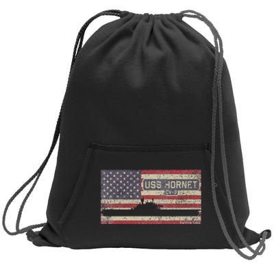 Uss Hornet Cv8 Ww2 Aircraft Carrier Usa American Flag Sweatshirt Cinch Pack Bag