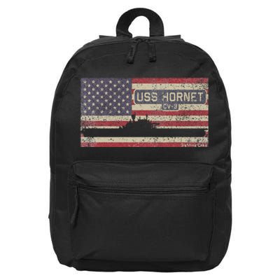 Uss Hornet Cv8 Ww2 Aircraft Carrier Usa American Flag 16 in Basic Backpack