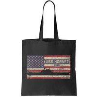 Uss Hornet Cv8 Ww2 Aircraft Carrier Usa American Flag Tote Bag