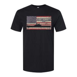 Uss Hornet Cv8 Ww2 Aircraft Carrier Usa American Flag Softstyle CVC T-Shirt