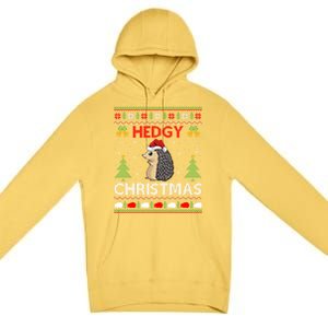 Ugly Hedgehog Christmas Hedgy Christmas Hedgehog Gift Premium Pullover Hoodie