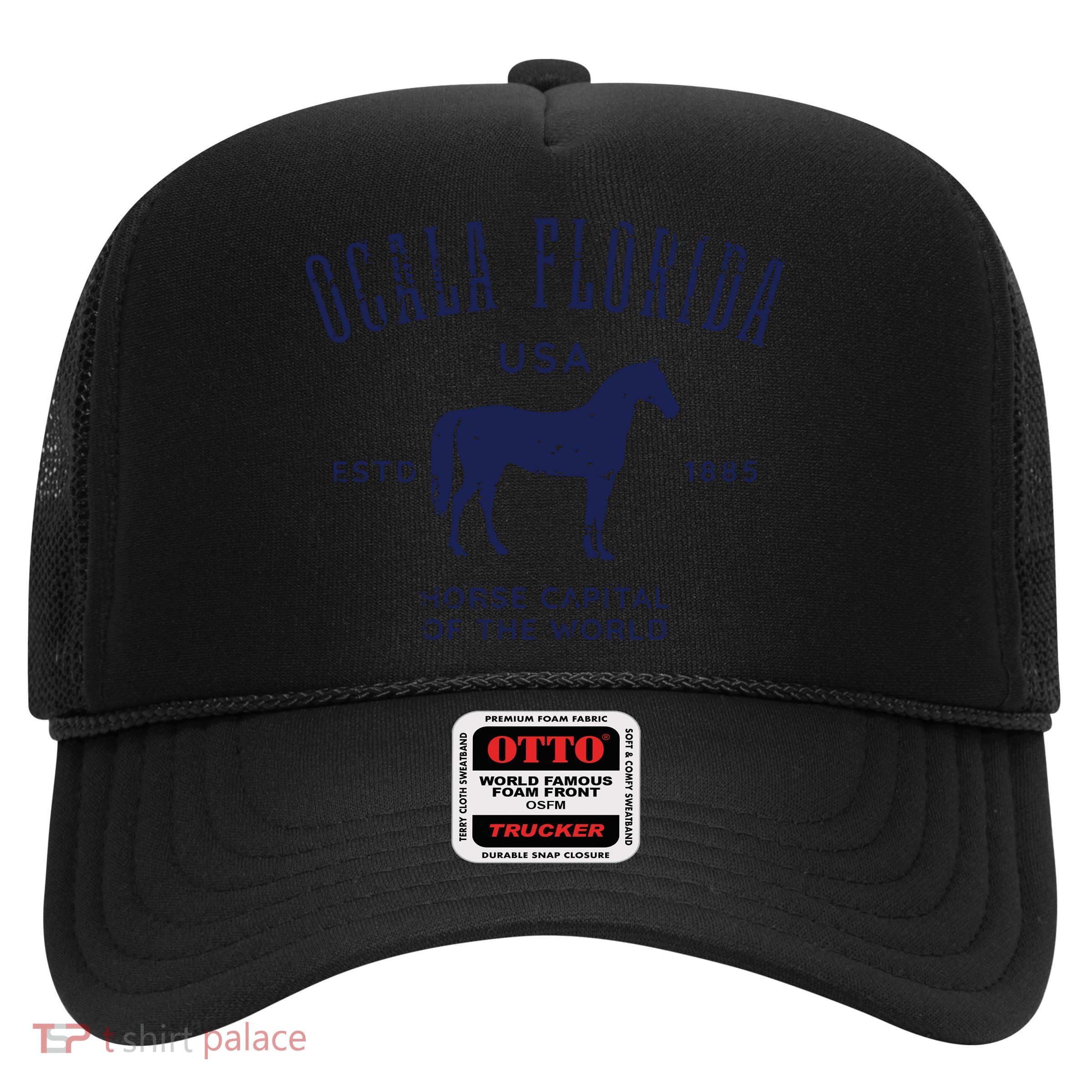USA Horse Capital Distressed Equestrian Design Trucker Hat