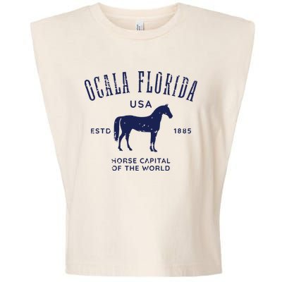 USA Horse Capital Distressed Equestrian Design Garment-Dyed Women's Muscle Tee