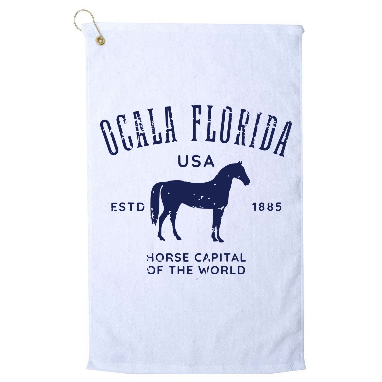 USA Horse Capital Distressed Equestrian Design Golf Towel