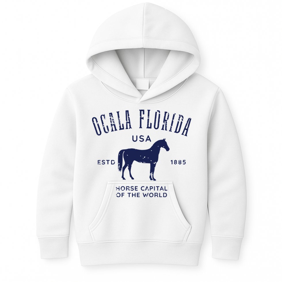 USA Horse Capital Distressed Equestrian Design Kids Hoodie