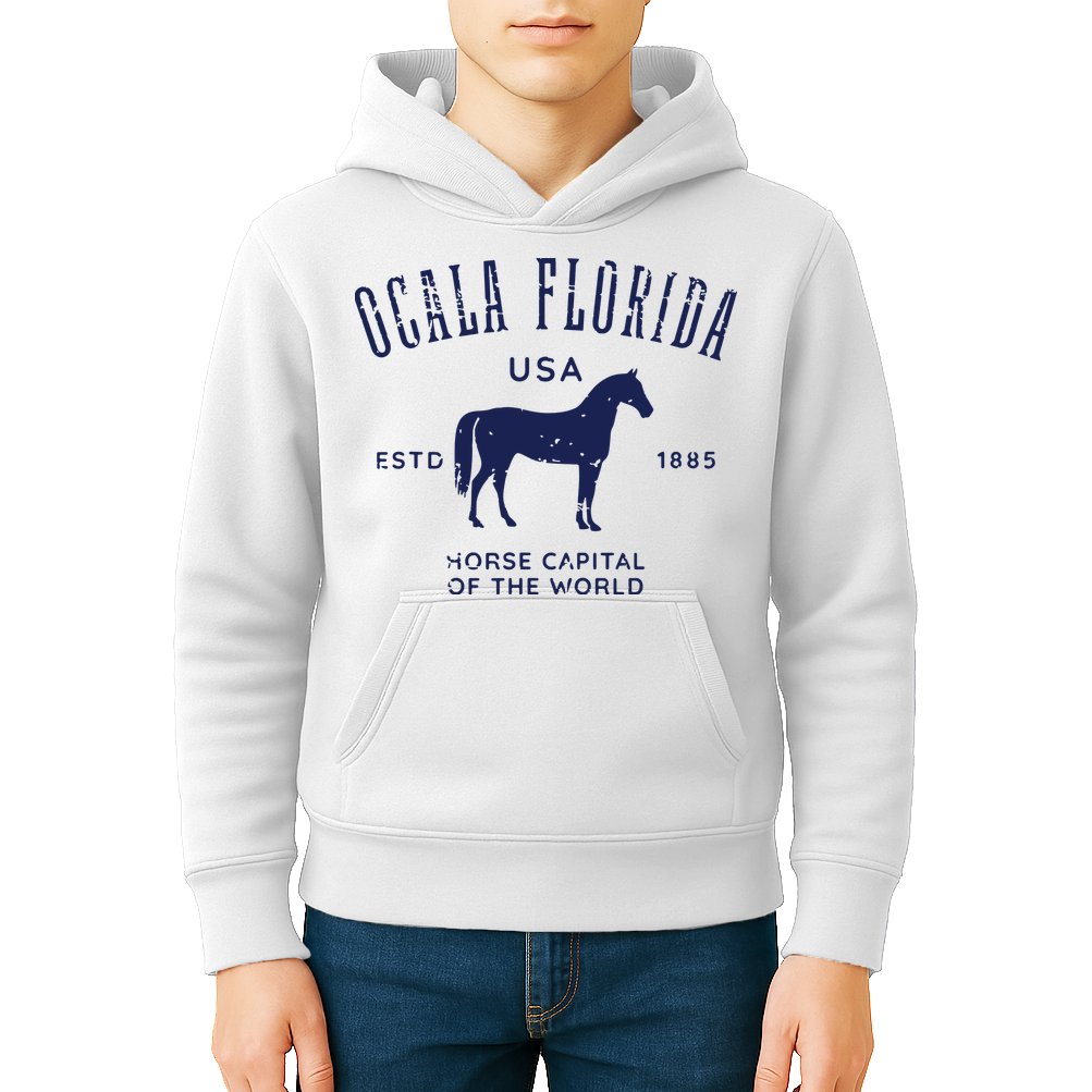 USA Horse Capital Distressed Equestrian Design Kids Hoodie