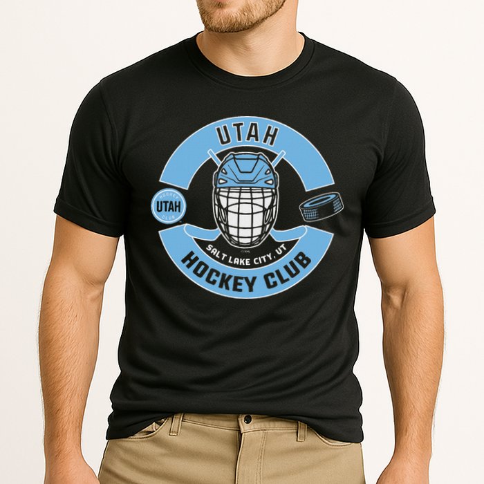 U.T.A.H H.O.C.K.E.Y Club Mask Black Cooling Performance Crew T-Shirt