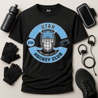 U.T.A.H H.O.C.K.E.Y Club Mask Black Cooling Performance Crew T-Shirt
