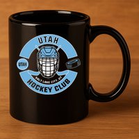U.T.A.H H.O.C.K.E.Y Club Mask Black 11oz C Handle Ceramic Mug