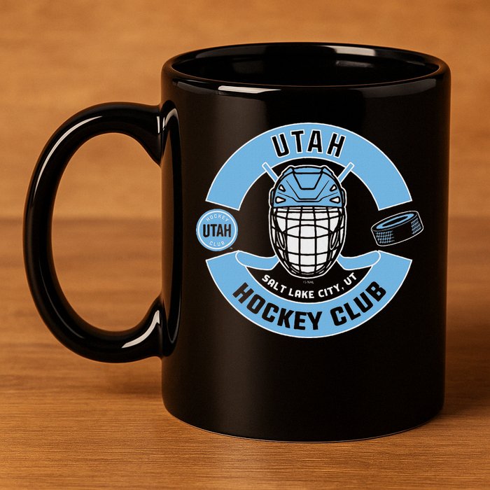 U.T.A.H H.O.C.K.E.Y Club Mask Black 11oz C Handle Ceramic Mug