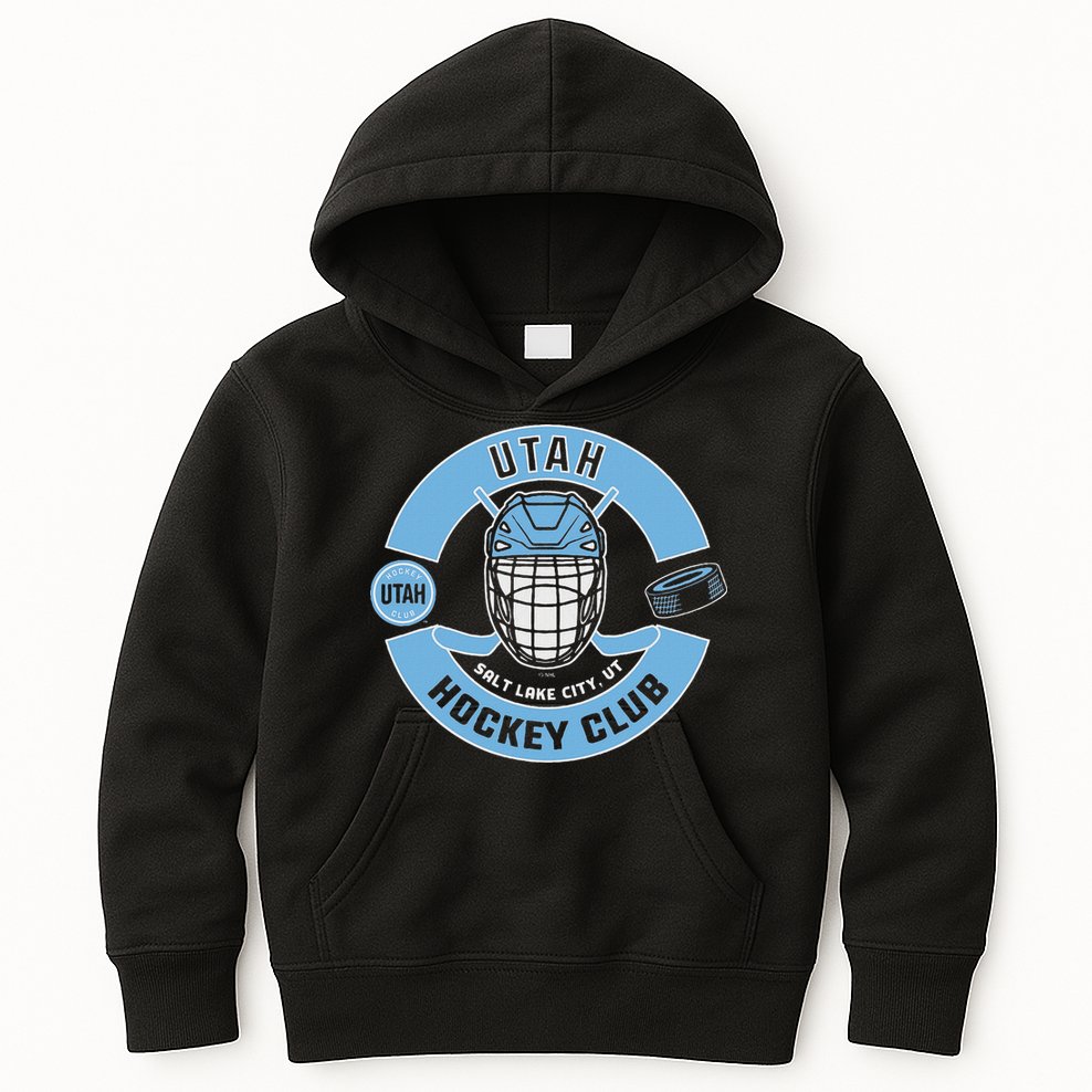 U.T.A.H H.O.C.K.E.Y Club Mask Black Kids Hoodie