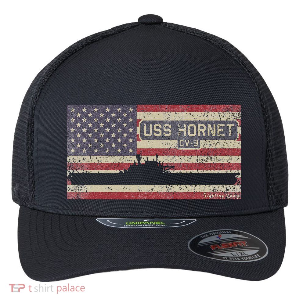 Uss Hornet Cv8 Ww2 Aircraft Carrier Usa Flexfit Unipanel Trucker Cap