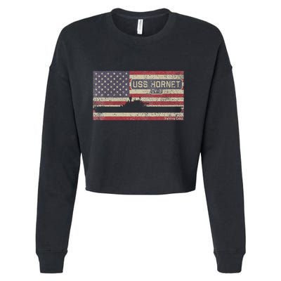 Uss Hornet Cv8 Ww2 Aircraft Carrier Usa Cropped Pullover Crew