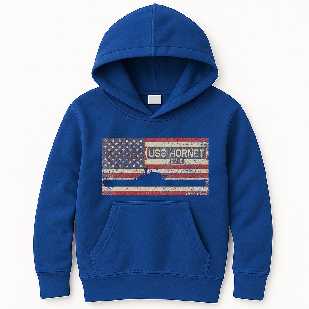 Uss Hornet Cv8 Ww2 Aircraft Carrier Usa Kids Hoodie