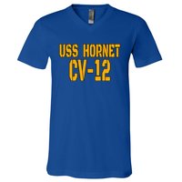 Uss Hornet Cvgift12 Aircraft Carrier Veterans Day Front And Back Funny Gift V-Neck T-Shirt