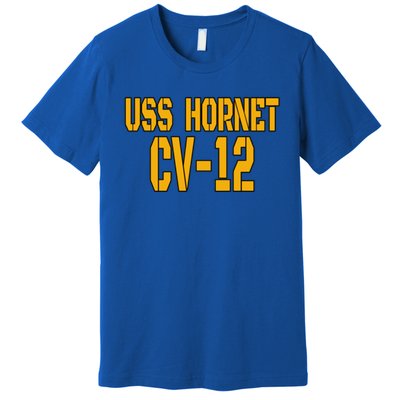 Uss Hornet Cvgift12 Aircraft Carrier Veterans Day Front And Back Funny Gift Premium T-Shirt