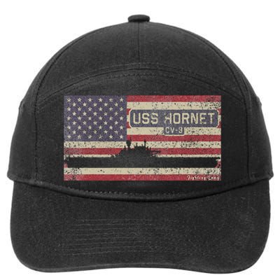 Uss Hornet Cv8 Ww2 Aircraft Carrier Usa American Flag 7-Panel Snapback Hat