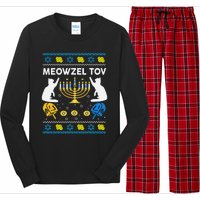 Ugly Hanukkah Cat Sweater Meowzel Tov Funny Long Sleeve Pajama Set