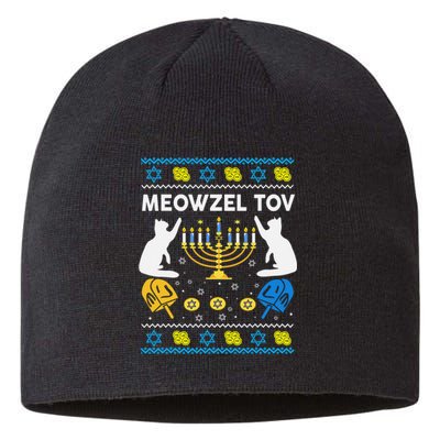 Ugly Hanukkah Cat Sweater Meowzel Tov Funny Sustainable Beanie