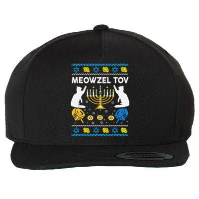 Ugly Hanukkah Cat Sweater Meowzel Tov Funny Wool Snapback Cap