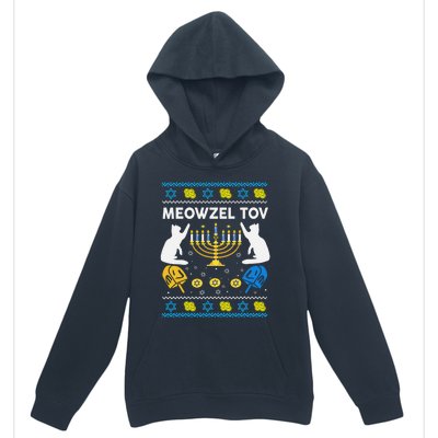 Ugly Hanukkah Cat Sweater Meowzel Tov Funny Urban Pullover Hoodie