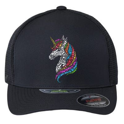 Unicorn Happy Dot Day Flexfit Unipanel Trucker Cap