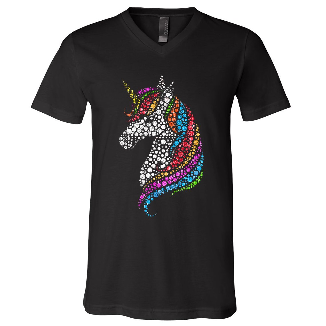 Unicorn Happy Dot Day V-Neck T-Shirt