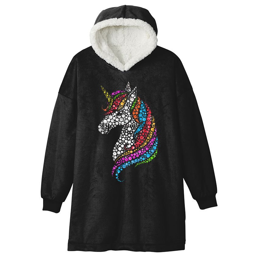 Unicorn Happy Dot Day Hooded Wearable Blanket